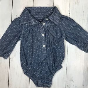Baby Gap Denim Long Sleeve Collared Onesie, 3 mo.